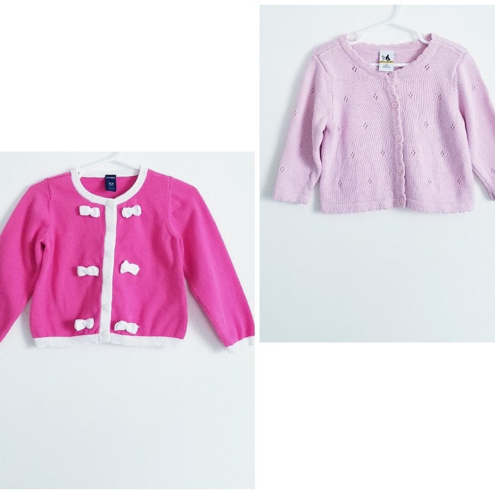 Pink Cardigan Sweater Bundle Size 18-24M, 2T